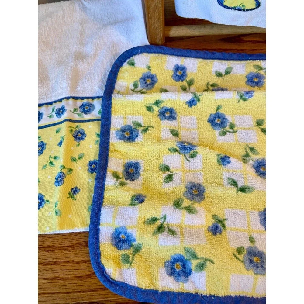 VTG pfaltzgraff SHELBY USA Set Teapot Towel Cushion Place Mats SET (9) Wash Seat
